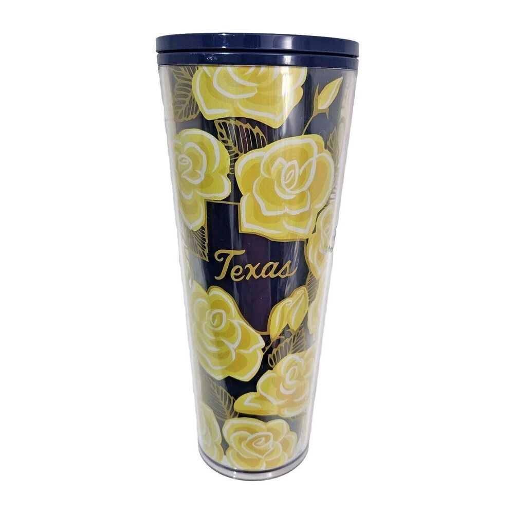 STARBUCKS Yellow Rose of TEXAS Cold Cup Tumbler Venti 24 oz No Straw